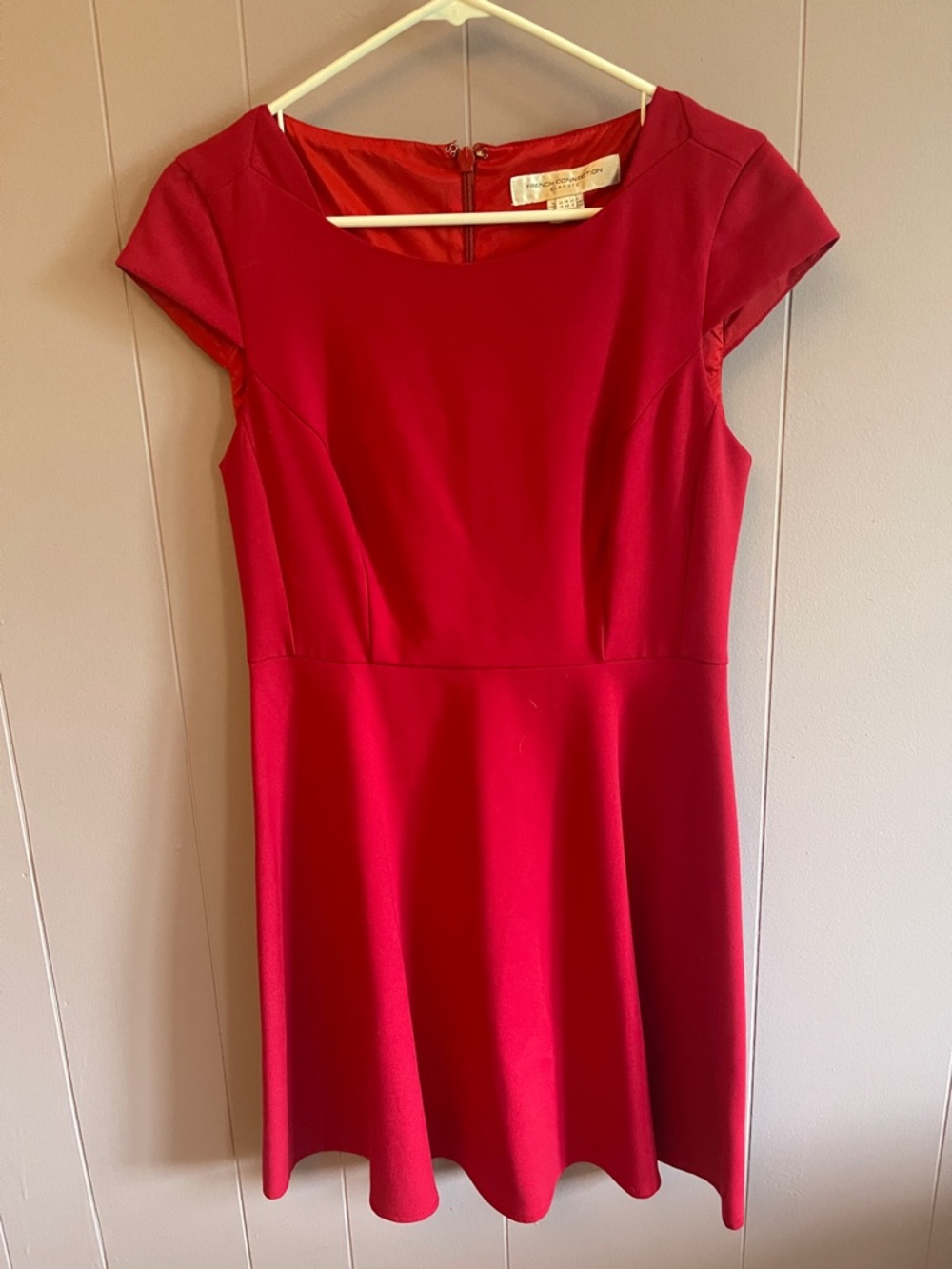 French Connection Red Cap Sleeve Fit-and-Flare Mini Dress